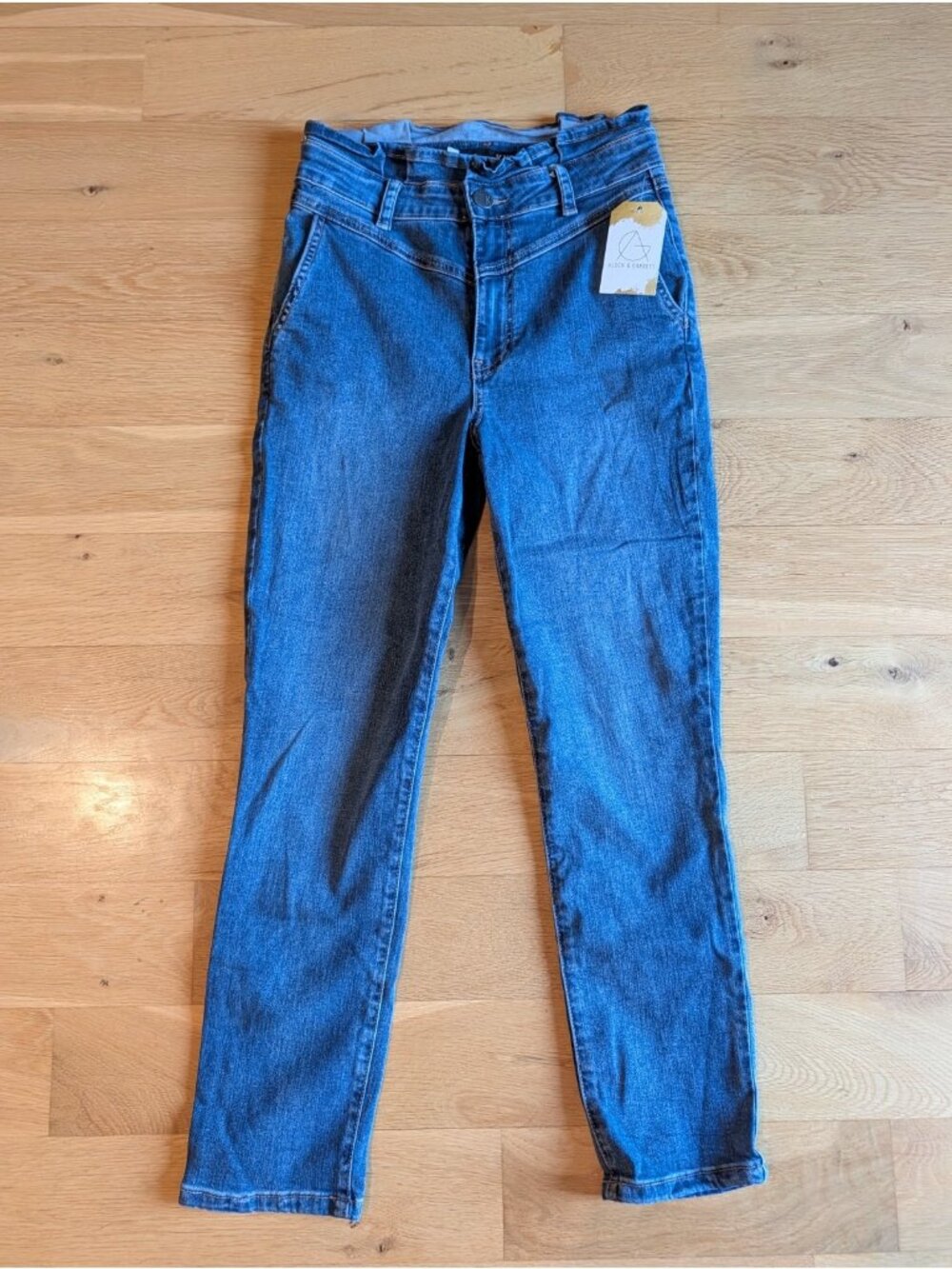 Kut From The Kloth Ruffle Waist Reese High Rise Ankle Straight Jeans, Size 0